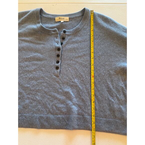 Madewell 100% (Re)sponsible Cashmere Henley Blue Sweater Sz L Women's - Picture 7 of 7